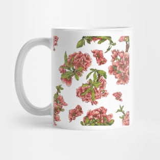 Watercolor quince branch on white Mug